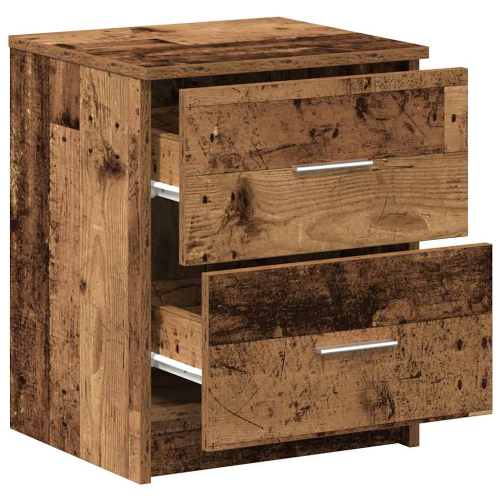 Nachttische 2 Stk. mit 2 Schubladen Altholz-Optik 40x36x50 cm