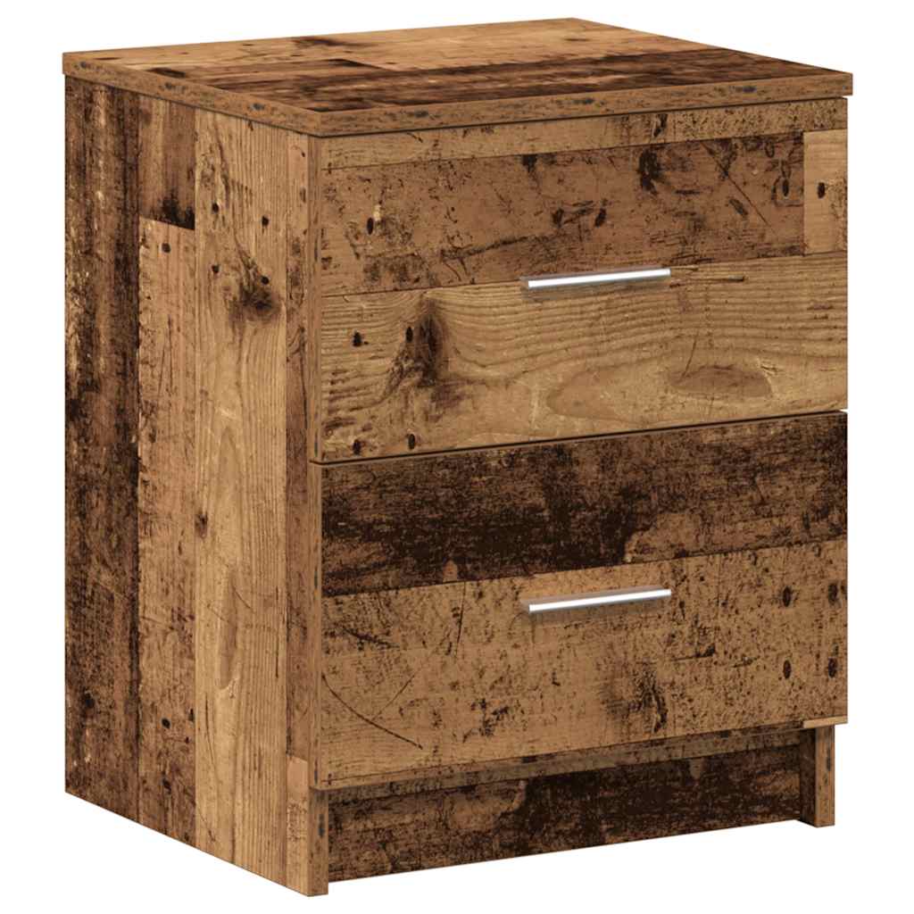 Nachttische 2 Stk. mit 2 Schubladen Altholz-Optik 40x36x50 cm