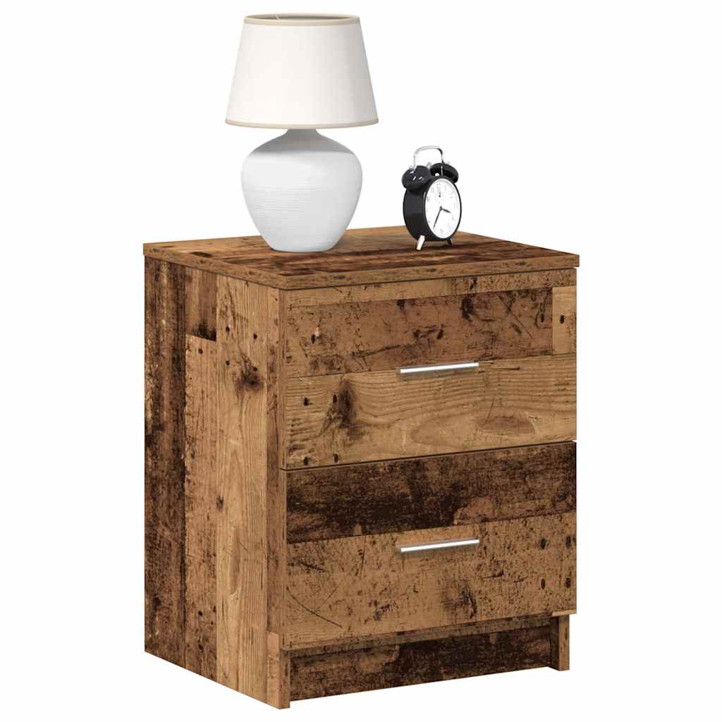 Nachttische 2 Stk. mit 2 Schubladen Altholz-Optik 40x36x50 cm