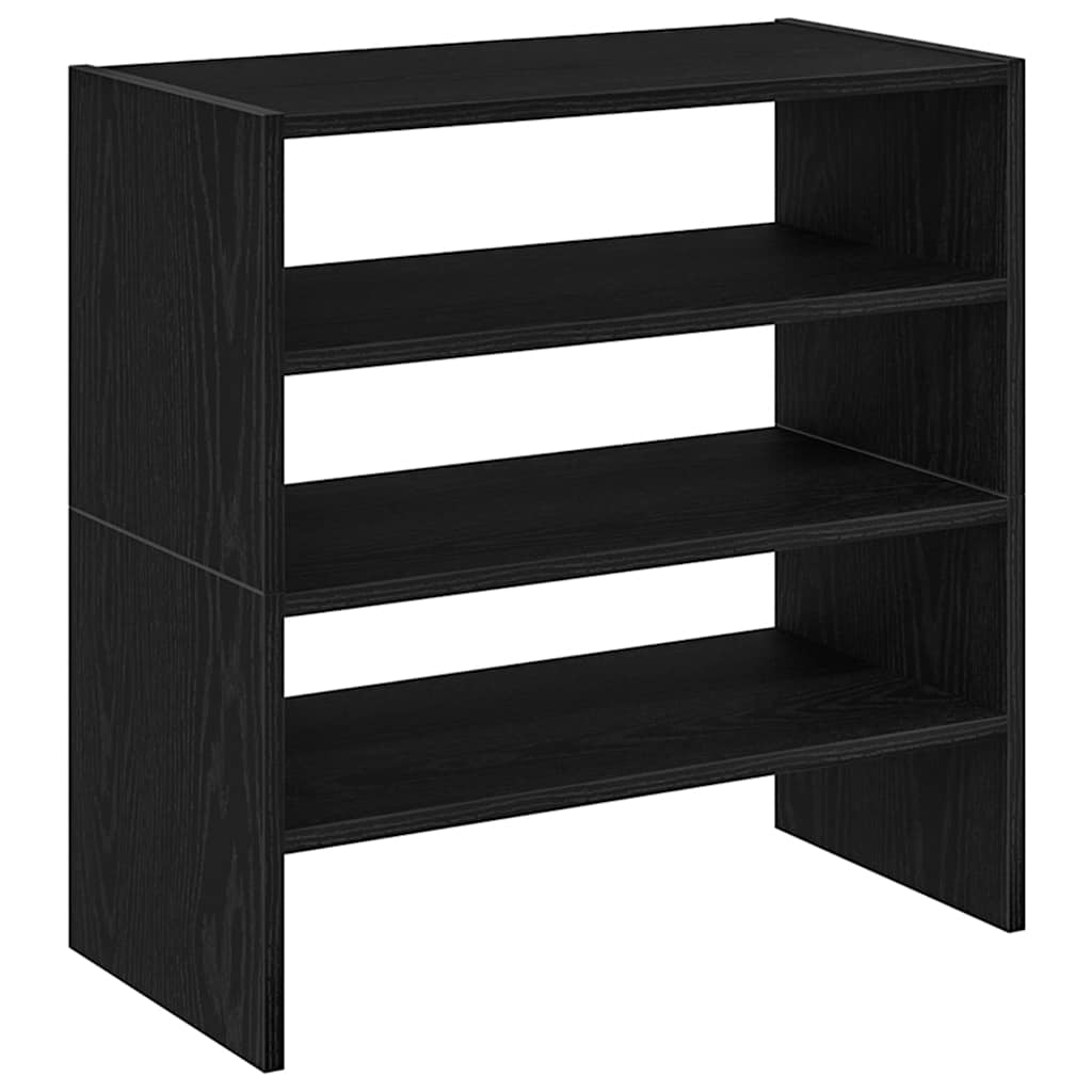 Schuhregale 2 Stück stapelbar Schwarze Eiche 60x30x30,5 cm