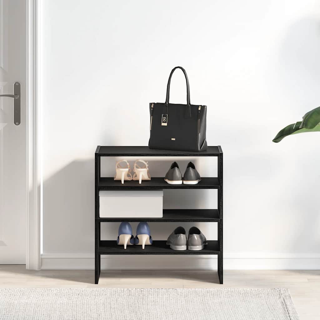 Schuhregale 2 Stück stapelbar Schwarze Eiche 60x30x30,5 cm