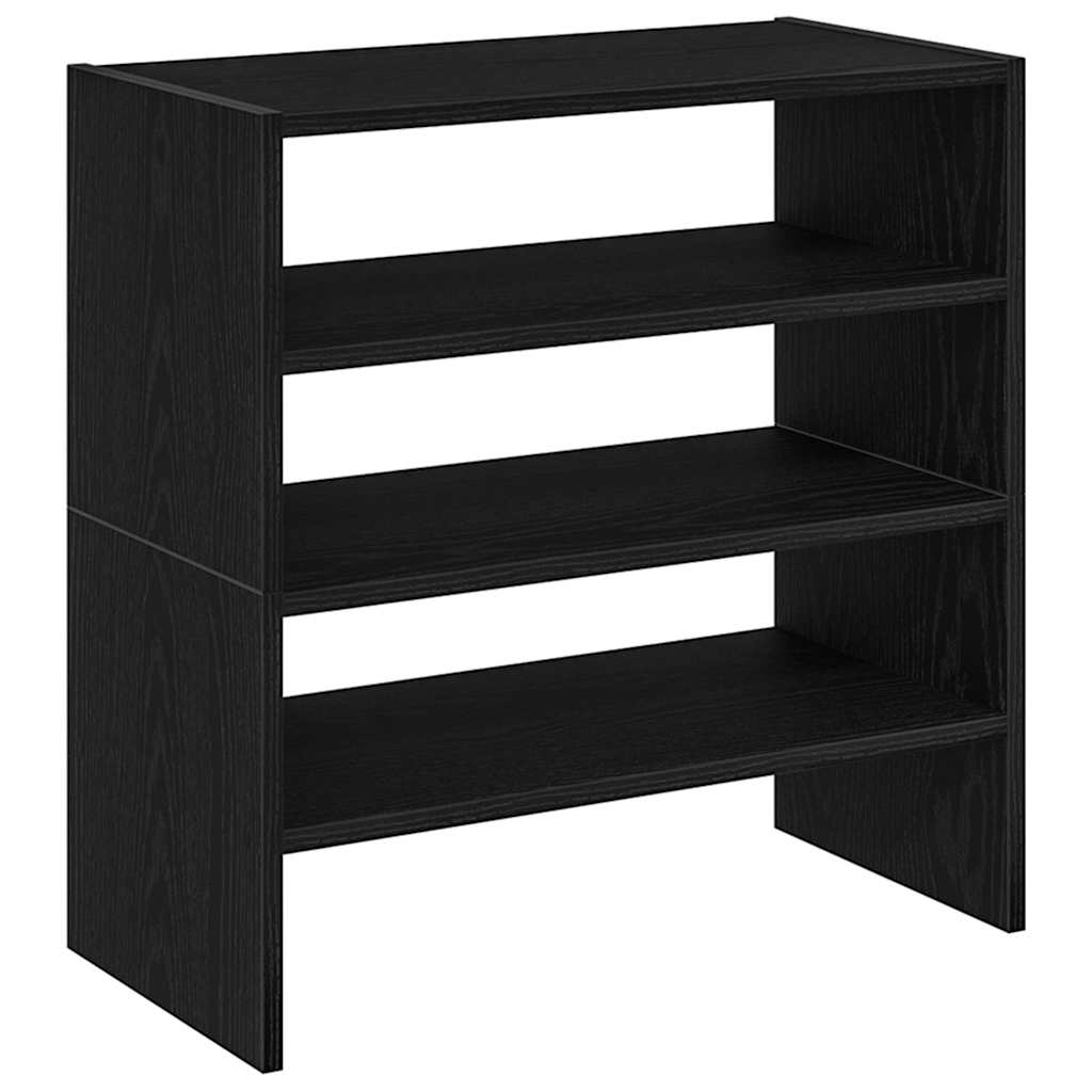 Schuhregale 2 Stück stapelbar Schwarze Eiche 60x30x30,5 cm