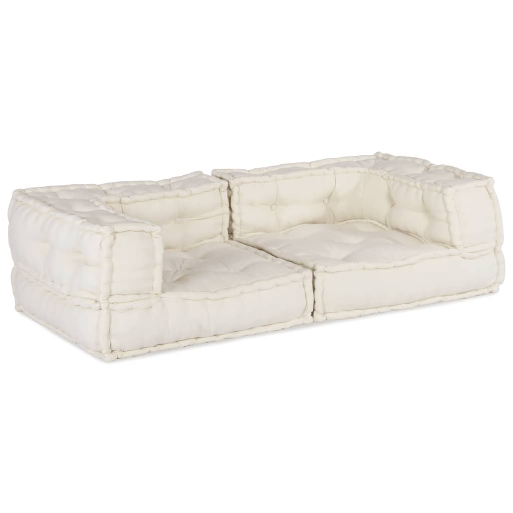 2-Sitzer-Modulsofa Creme 140x70x36 cm Stoff