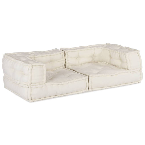 2-Sitzer-Modulsofa Creme 140x70x36 cm Stoff
