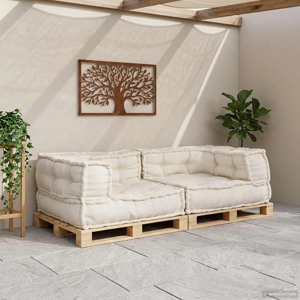 2-Sitzer-Modulsofa Creme 140x70x36 cm Stoff