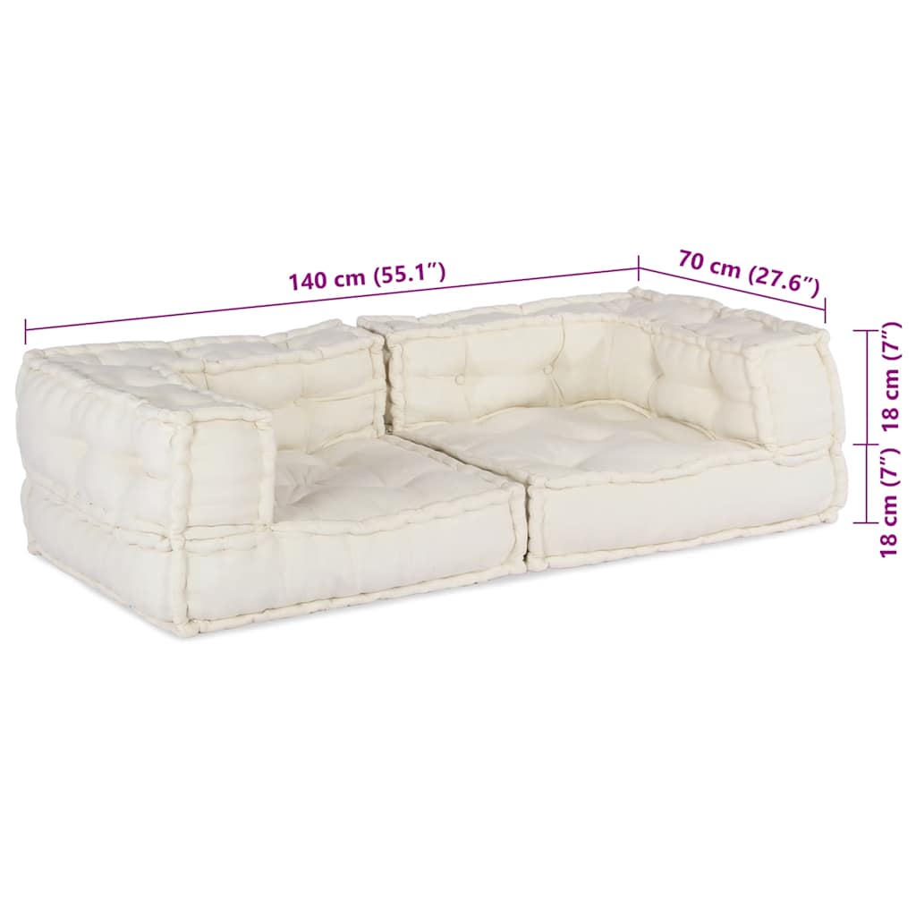 2-Sitzer-Modulsofa Creme 140x70x36 cm Stoff