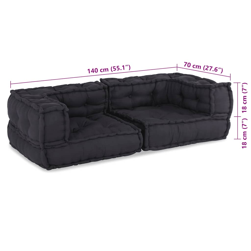2-Sitzer-Modulsofa Anthrazit 140x70x36 cm Stoff