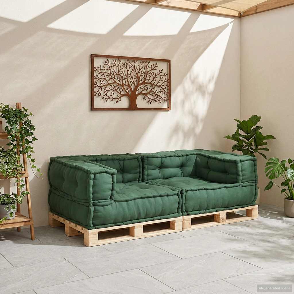 2-Sitzer-Modulsofa Grün 140x70x36 cm Stoff