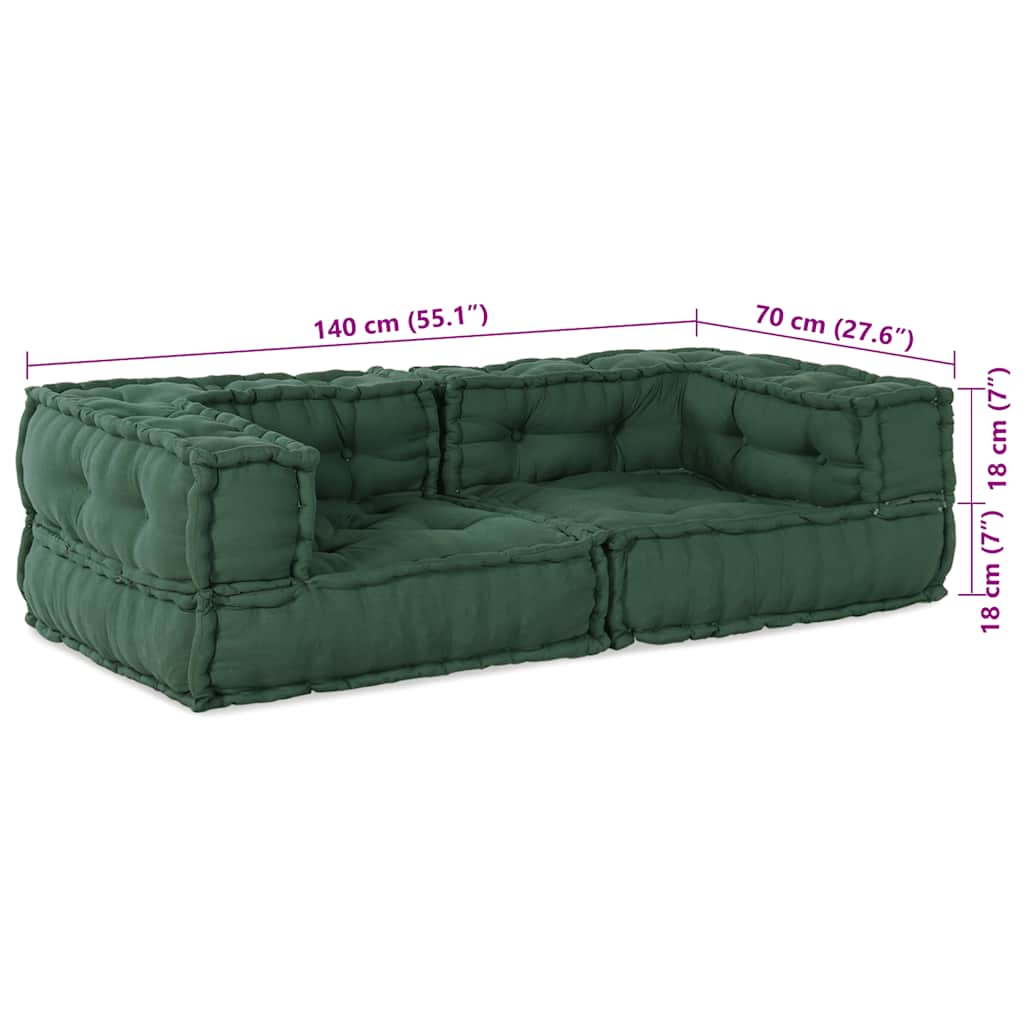 2-Sitzer-Modulsofa Grün 140x70x36 cm Stoff