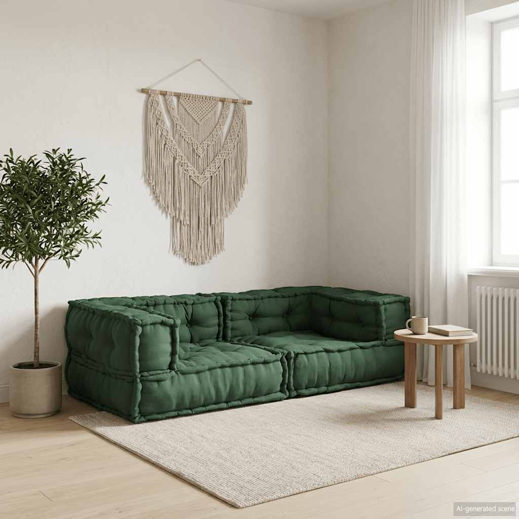 2-Sitzer-Modulsofa Grün 140x70x36 cm Stoff