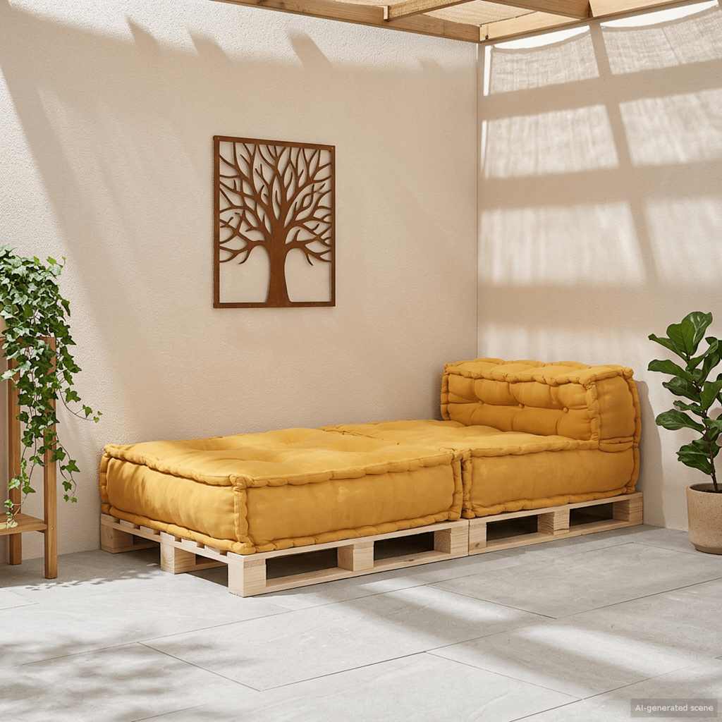 Modulares Sofaelement Gelb 70x70x54 cm Stoff