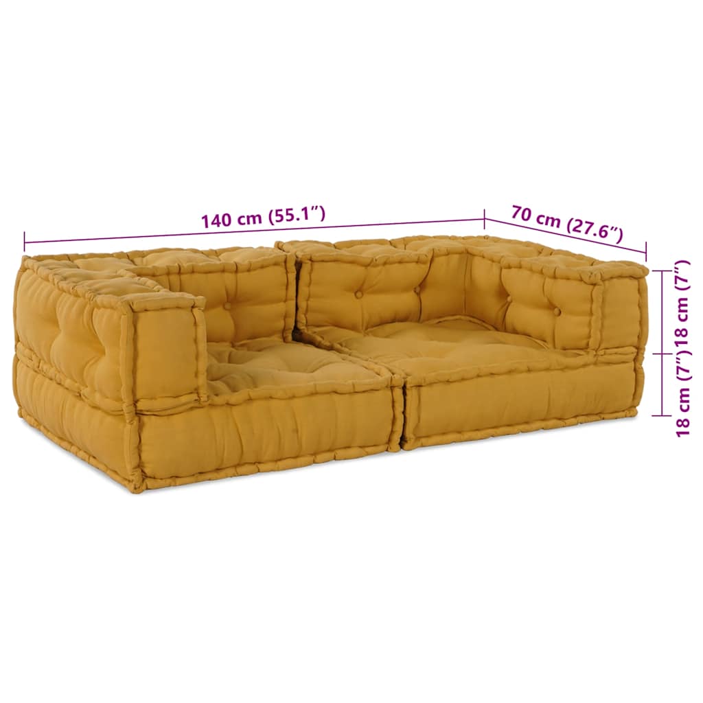 2-Sitzer-Modulsofa Gelb 140x70x36 cm Stoff