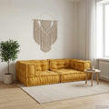 2-Sitzer-Modulsofa Gelb 140x70x36 cm Stoff