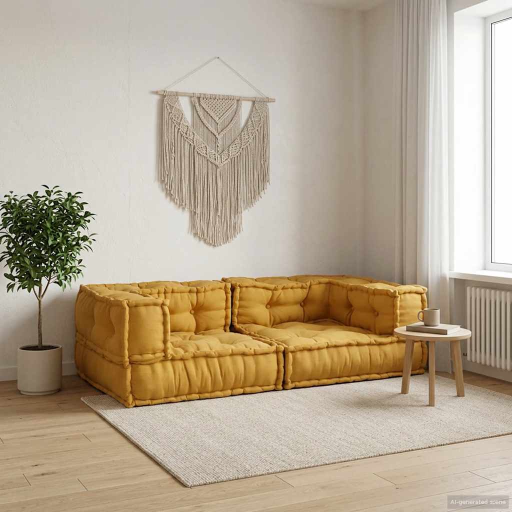 2-Sitzer-Modulsofa Gelb 140x70x36 cm Stoff