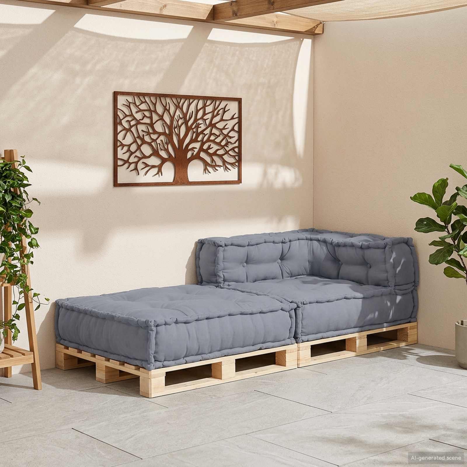 Modulare Sofagarnitur Grau 70 x 70 x 56 cm Stoff