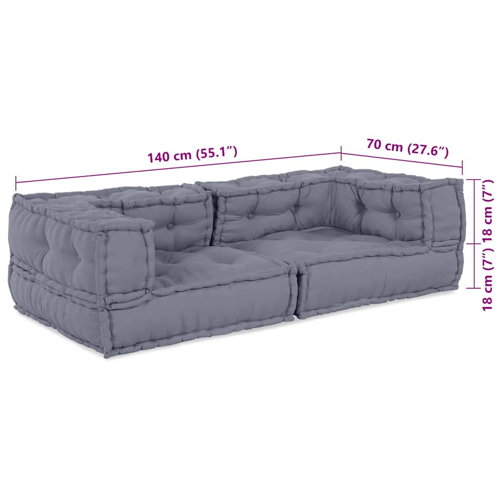 Modulare Sofagarnitur 3 pcs Grau 140 x 70 x 36 cm Stoff