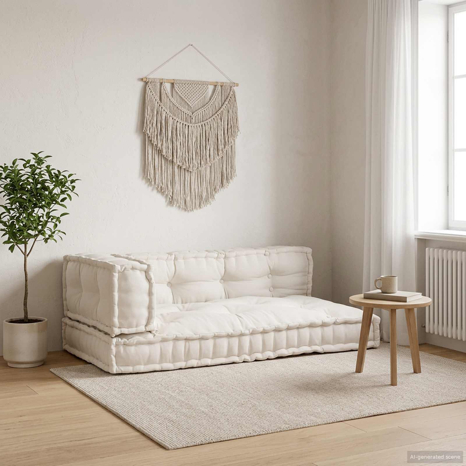 Pallet Sofa Kissen 3 pcs Creme 120 x 80 x 34 cm Stoff