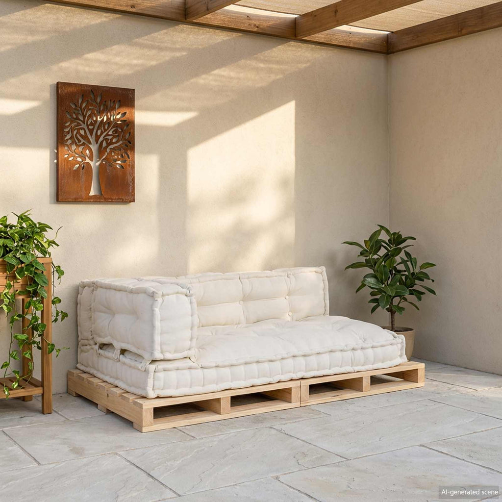 Pallet Sofa Kissen 3 pcs Creme 120 x 80 x 34 cm Stoff