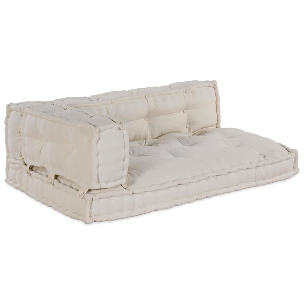 Pallet Sofa Kissen 3 pcs Creme 120 x 80 x 34 cm Stoff