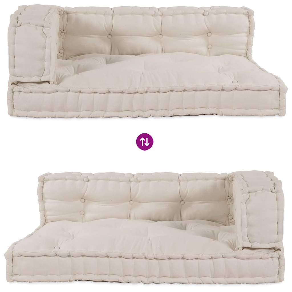 Pallet Sofa Kissen 3 pcs Creme 120 x 80 x 34 cm Stoff