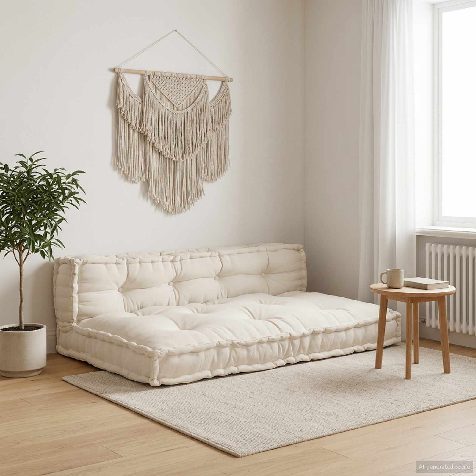 Pallet Sofa Kissen 2 pcs Creme 120 x 80 x 38 cm Stoff