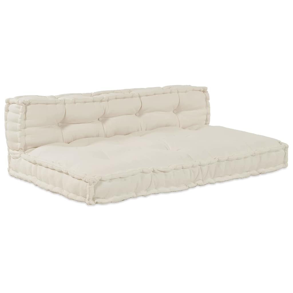 Pallet Sofa Kissen 2 pcs Creme 120 x 80 x 38 cm Stoff