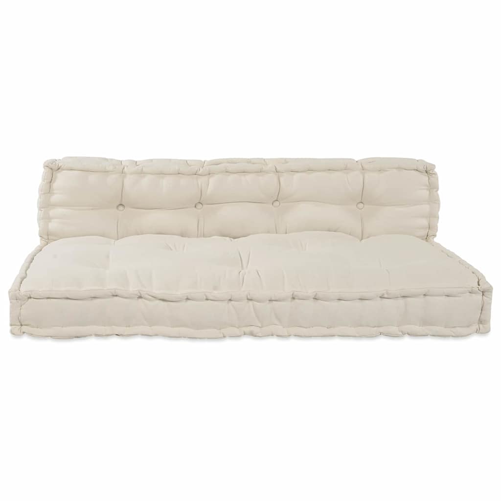Pallet Sofa Kissen 2 pcs Creme 120 x 80 x 38 cm Stoff