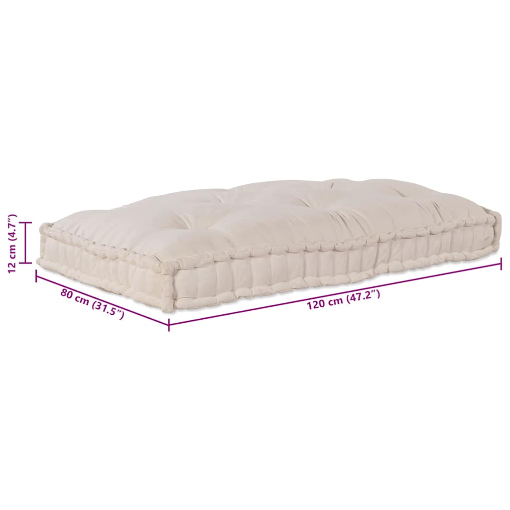 Pallet Sofa Kissen Creme 120 x 80 x 12 cm Stoff