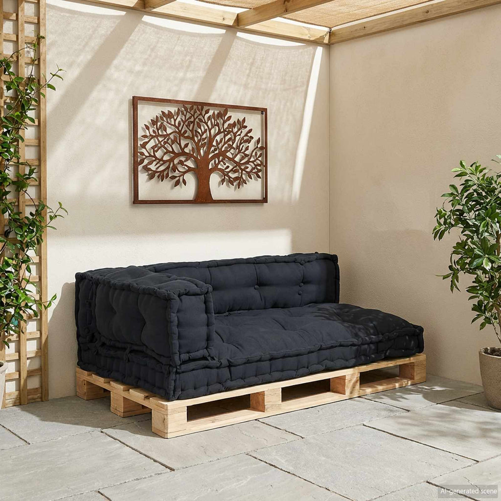Pallet Sofa Kissen 3 pcs Anthrazit 120 x 80 x 38 cm Stoff