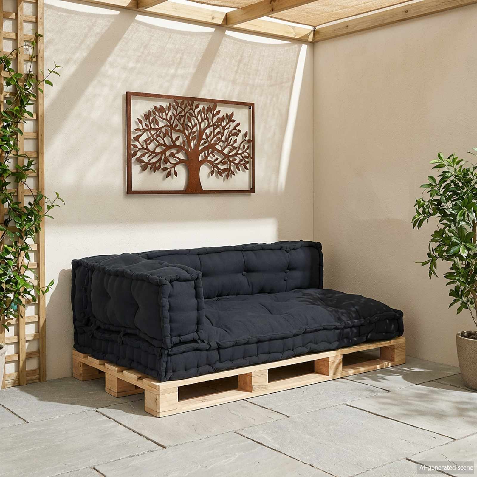 Pallet Sofa Kissen 3 pcs Anthrazit 120 x 80 x 38 cm Stoff