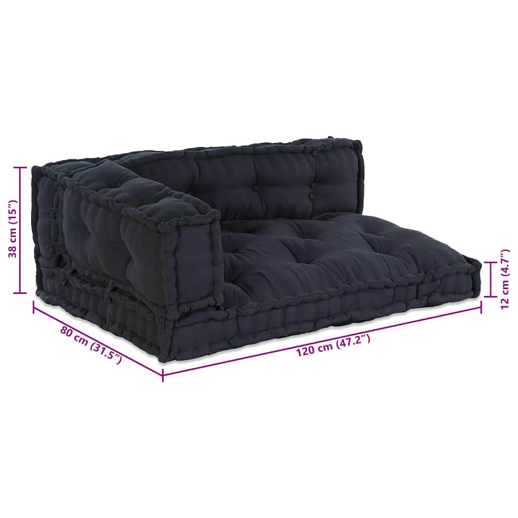 Pallet Sofa Kissen 3 pcs Anthrazit 120 x 80 x 38 cm Stoff