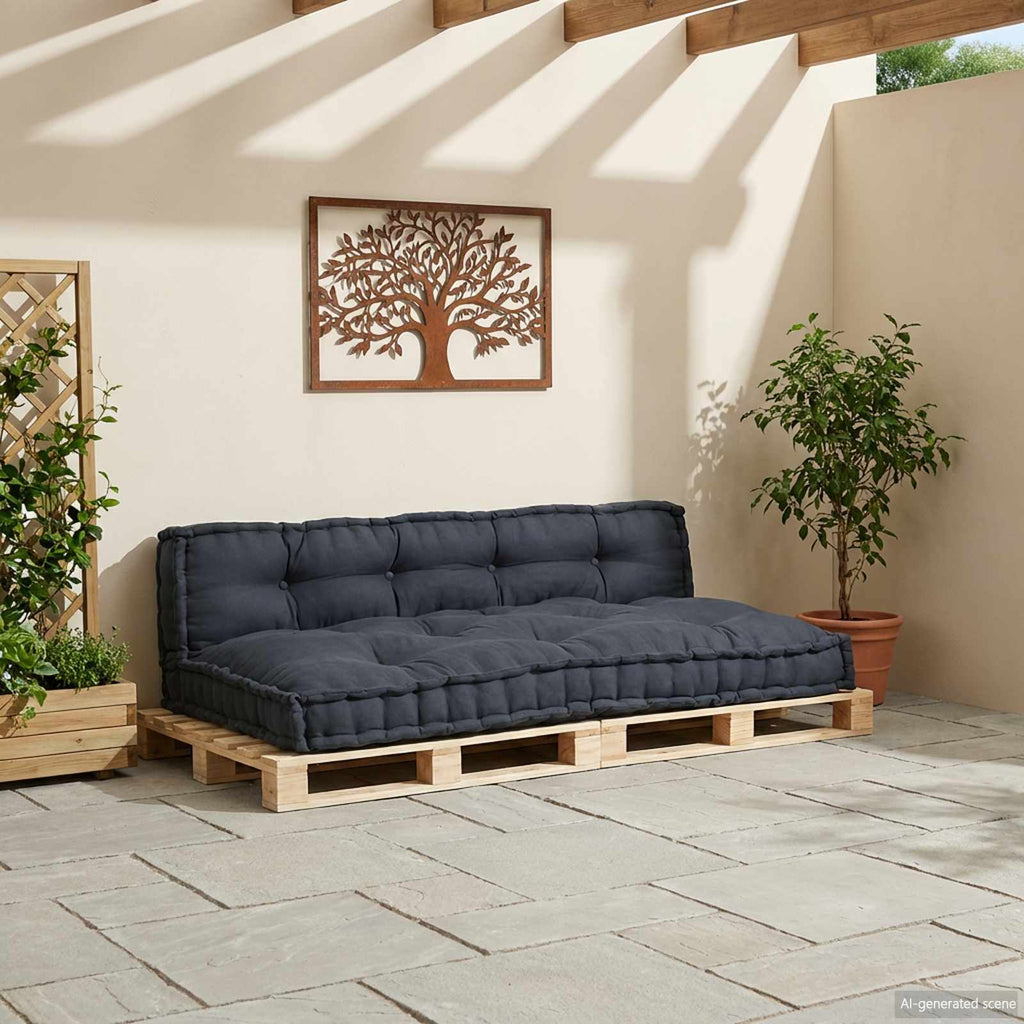 Pallet Sofa Kissen 2 pcs Anthrazit 120 x 80 x 38 cm Stoff
