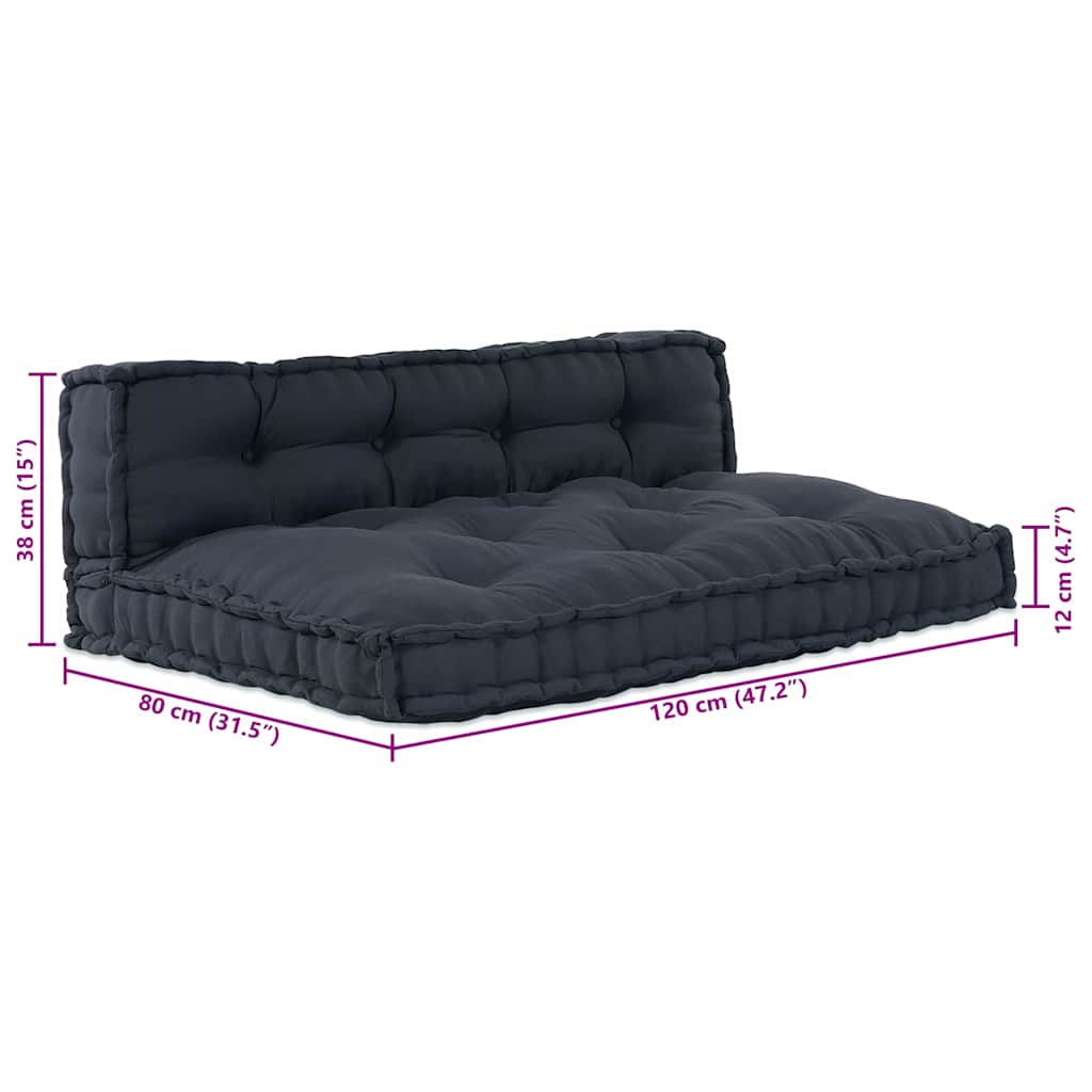 Pallet Sofa Kissen 2 pcs Anthrazit 120 x 80 x 38 cm Stoff