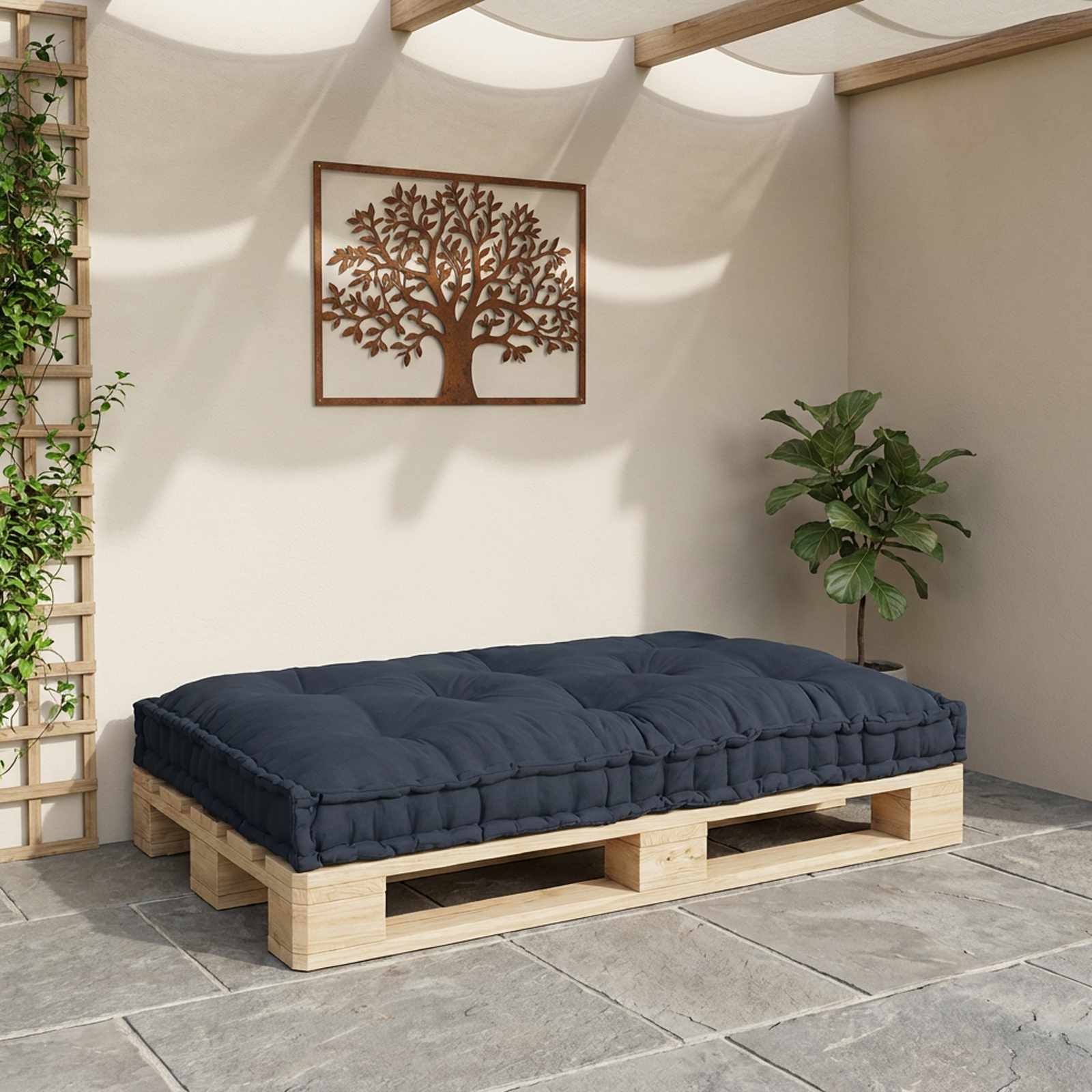 Pallet Sofa Kissen Anthrazit 120 x 80 x 12 cm Stoff