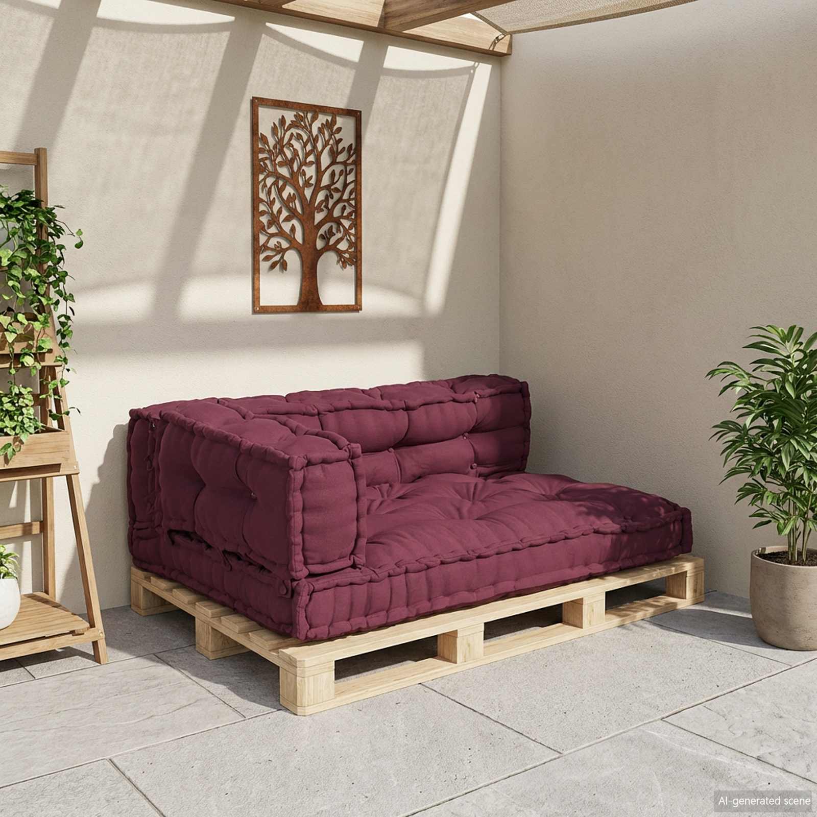 Pallet Sofa Kissen 3 pcs Kastanienbraun 120 x 80 x 38 cm Stoff
