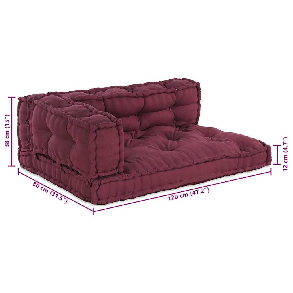 Pallet Sofa Kissen 3 pcs Kastanienbraun 120 x 80 x 38 cm Stoff