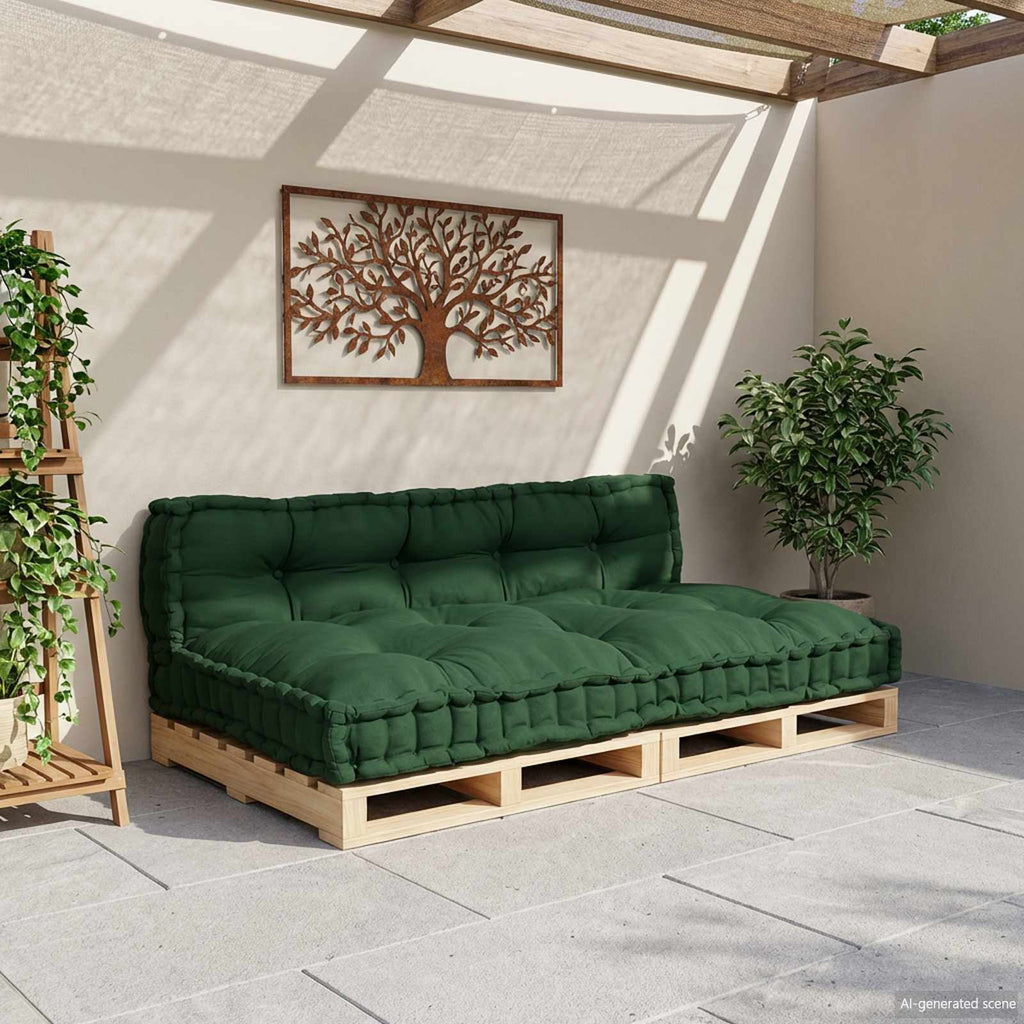 Pallet Sofa Kissen 2 pcs Grün 120 x 80 x 38 cm Stoff