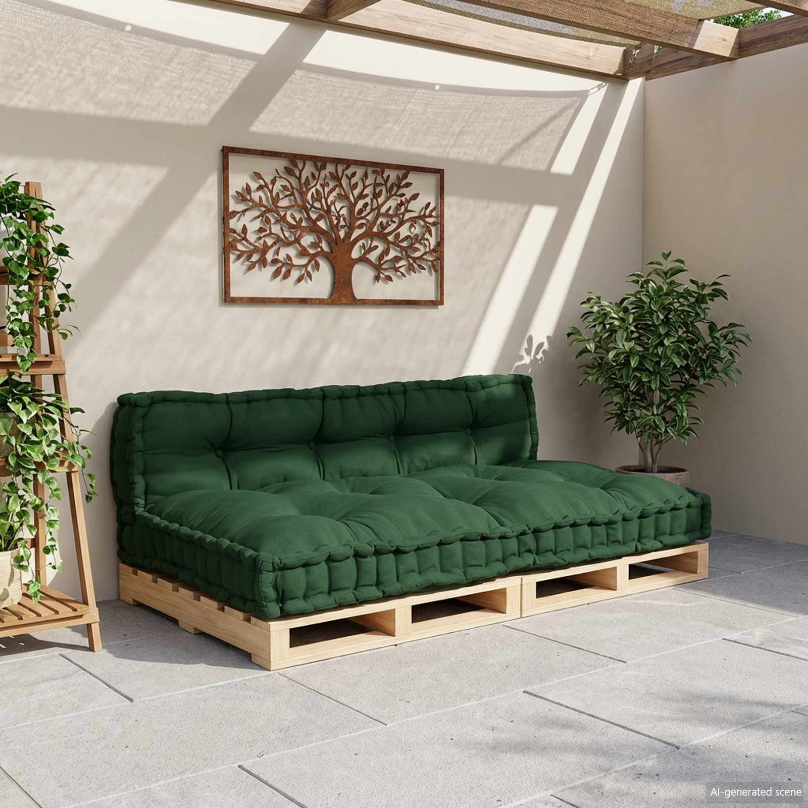 Pallet Sofa Kissen 2 pcs Grün 120 x 80 x 38 cm Stoff