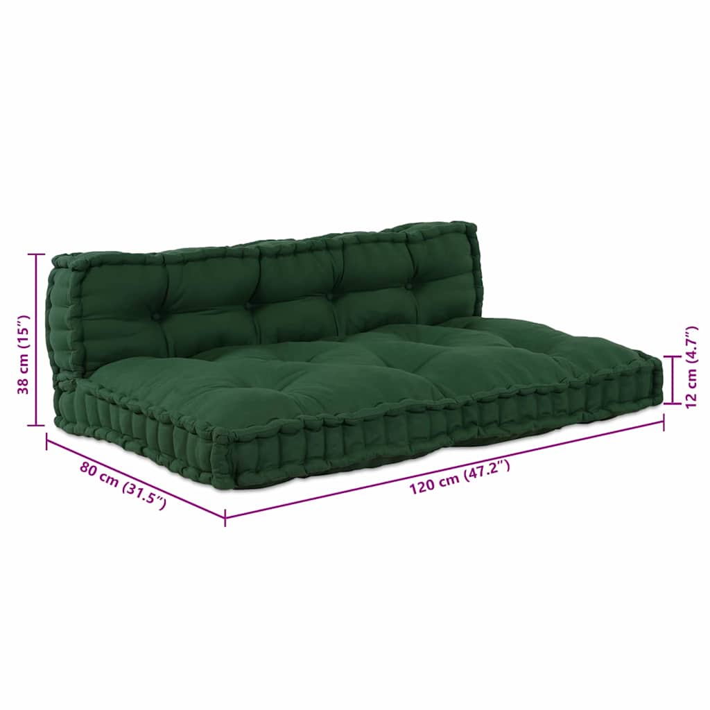 Pallet Sofa Kissen 2 pcs Grün 120 x 80 x 38 cm Stoff