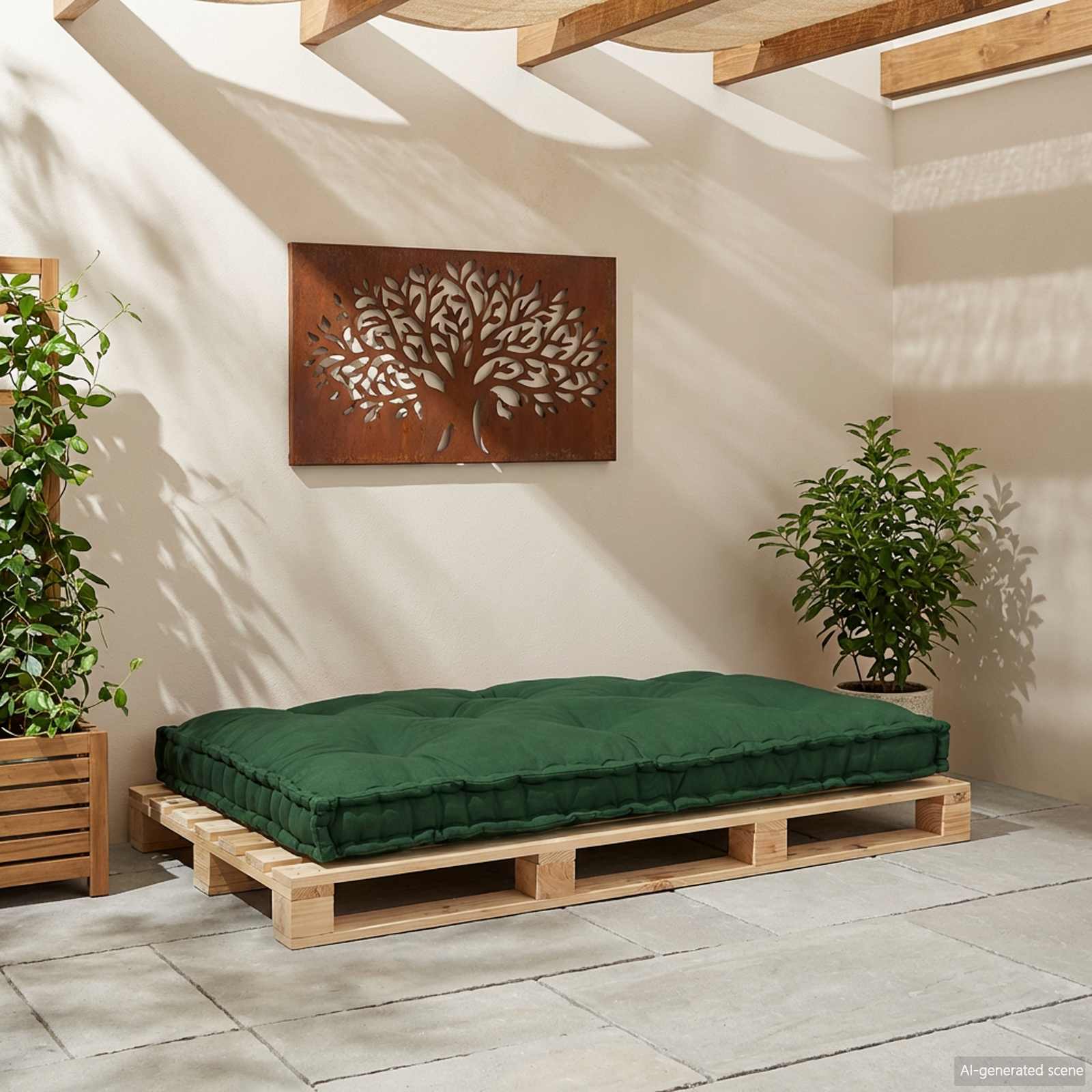 Pallet Sofa Kissen Grün 120 x 80 x 12 cm Stoff