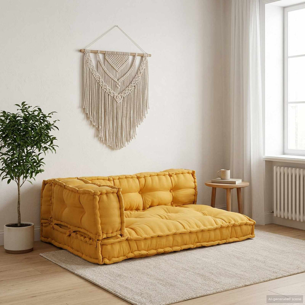 Pallet Sofa Kissen 3 pcs Gelb 120 x 80 x 38 cm Stoff