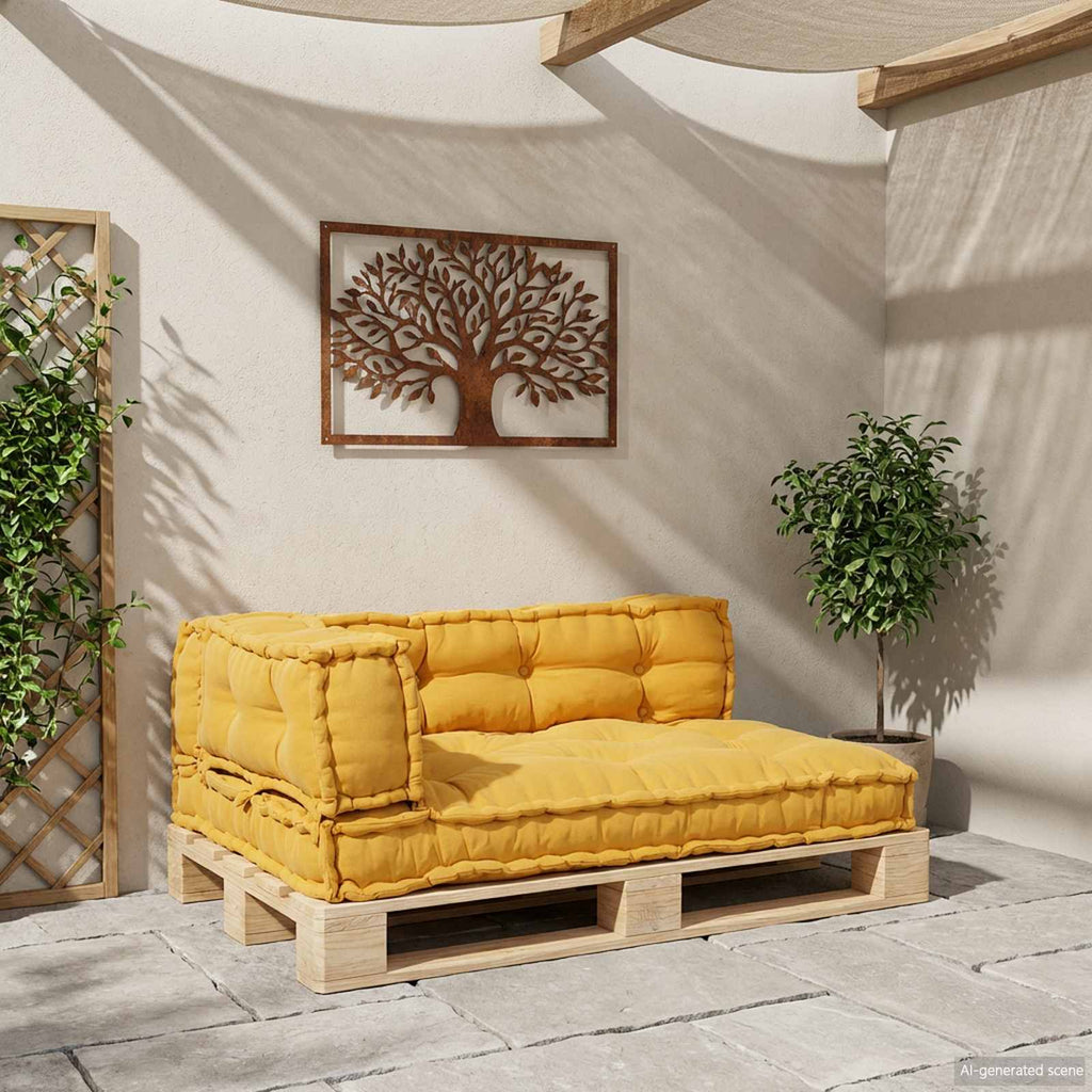 Pallet Sofa Kissen 3 pcs Gelb 120 x 80 x 38 cm Stoff