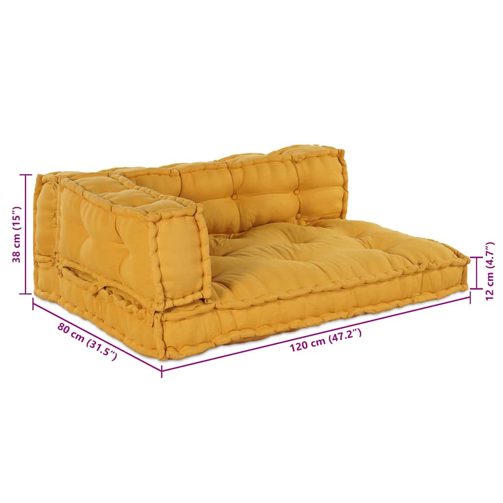 Pallet Sofa Kissen 3 pcs Gelb 120 x 80 x 38 cm Stoff