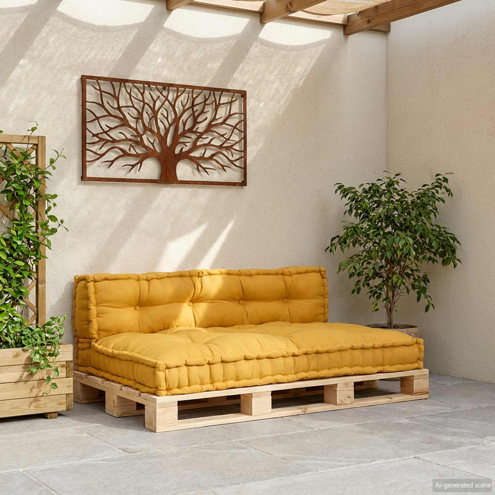 Pallet Sofa Kissen 2 pcs Gelb 120 x 80 x 38 cm Stoff