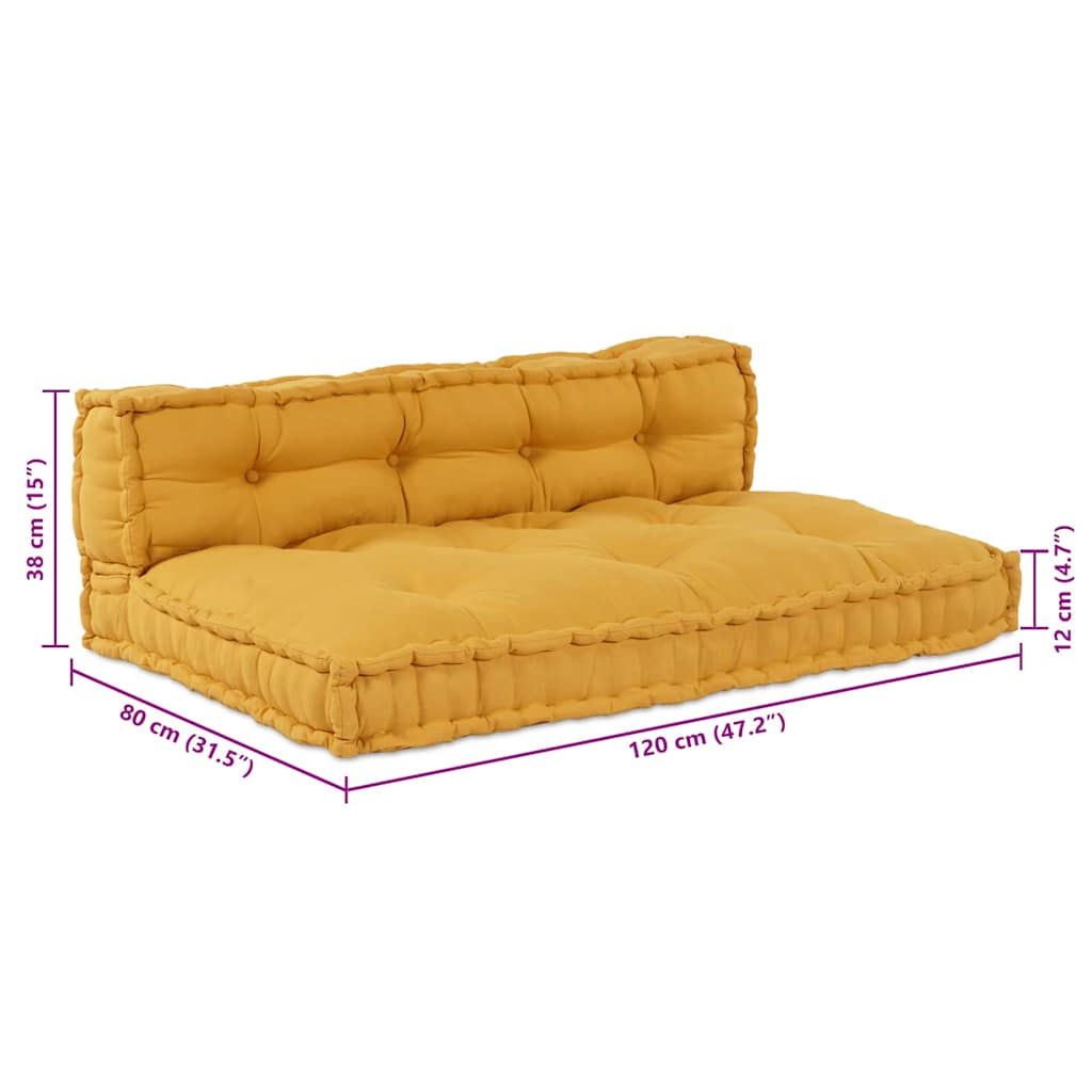 Pallet Sofa Kissen 2 pcs Gelb 120 x 80 x 38 cm Stoff