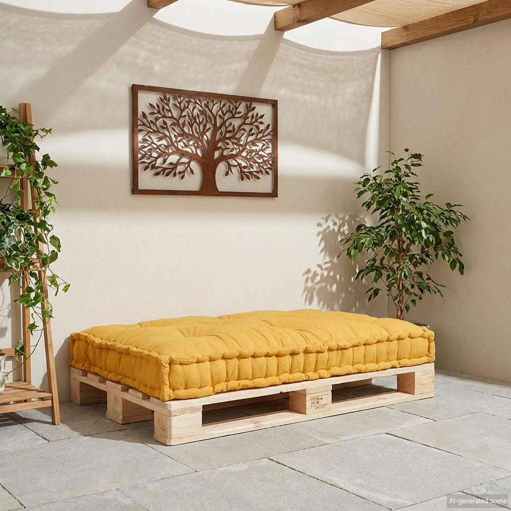 Pallet Sofa Kissen Gelb 120 x 80 x 12 cm Stoff