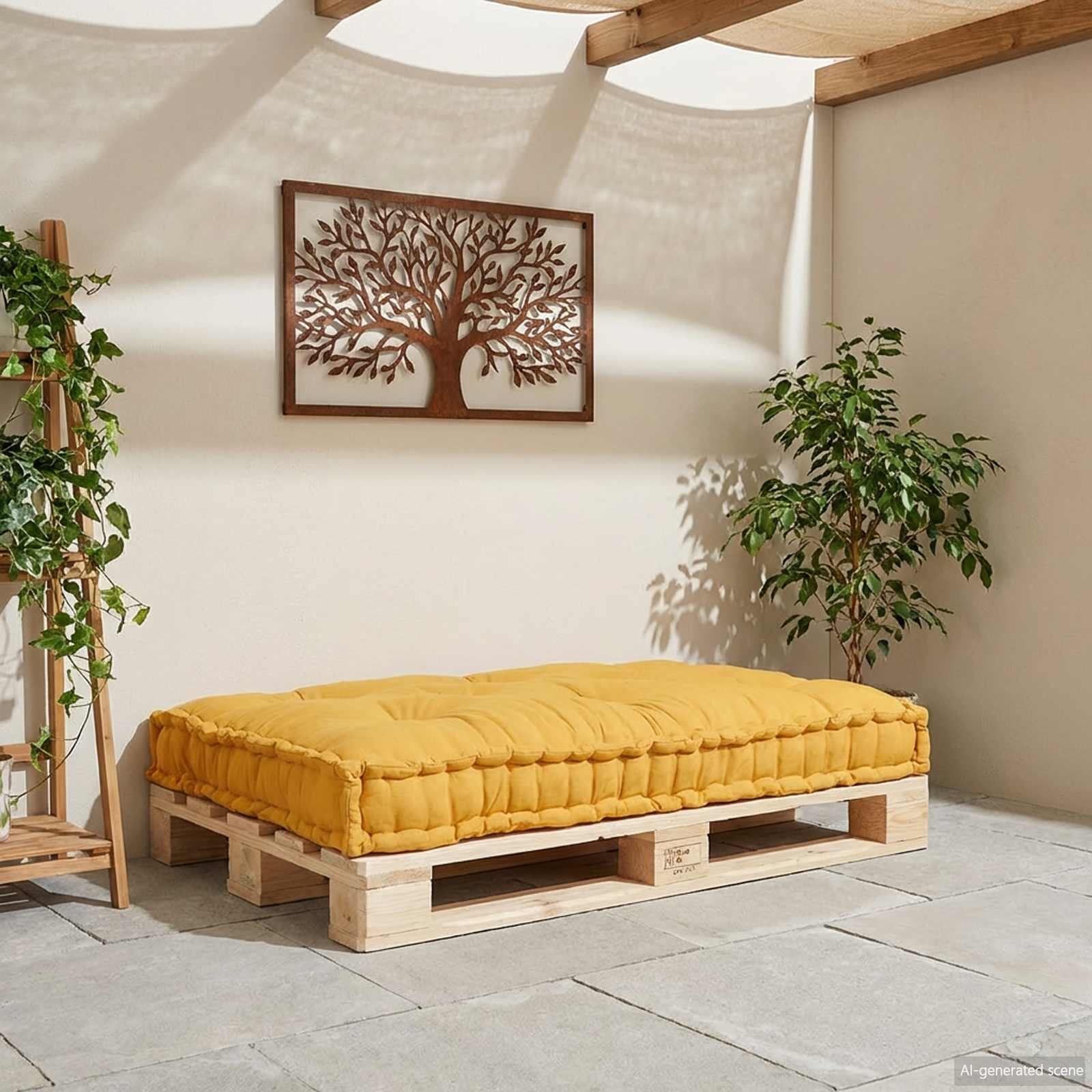 Pallet Sofa Kissen Gelb 120 x 80 x 12 cm Stoff