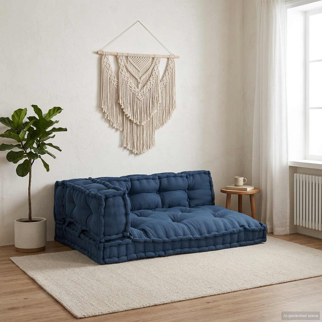 Pallet Sofa Kissen 3 pcs Indigo 120 x 80 x 38 cm Stoff
