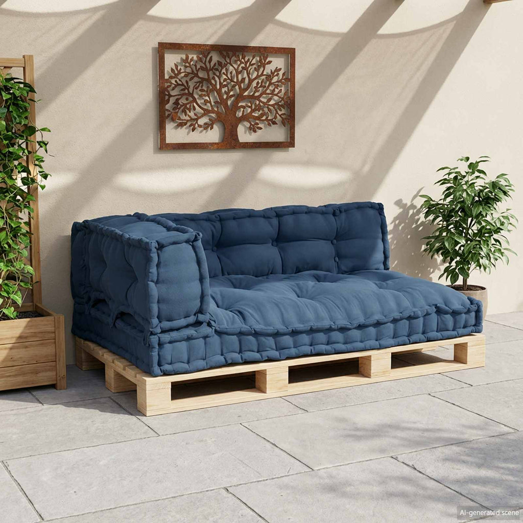Pallet Sofa Kissen 3 pcs Indigo 120 x 80 x 38 cm Stoff