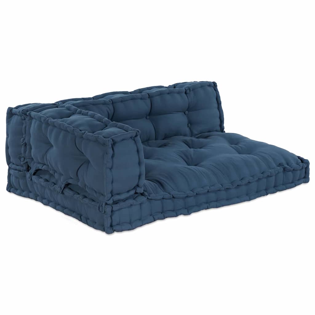 Pallet Sofa Kissen 3 pcs Indigo 120 x 80 x 38 cm Stoff